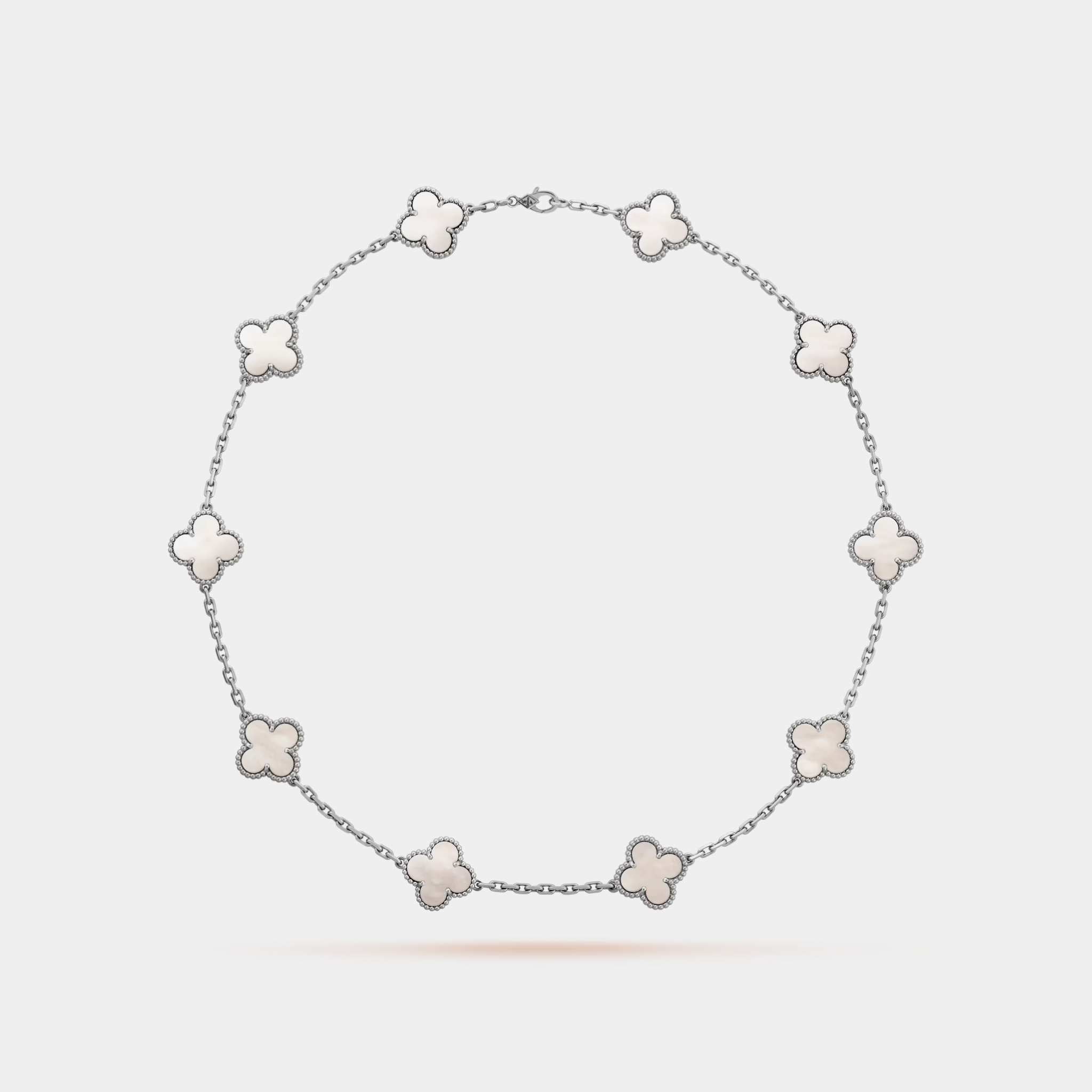 Vintage Alhambra Necklace 10 Motifs White Gold Mother Of Pearl