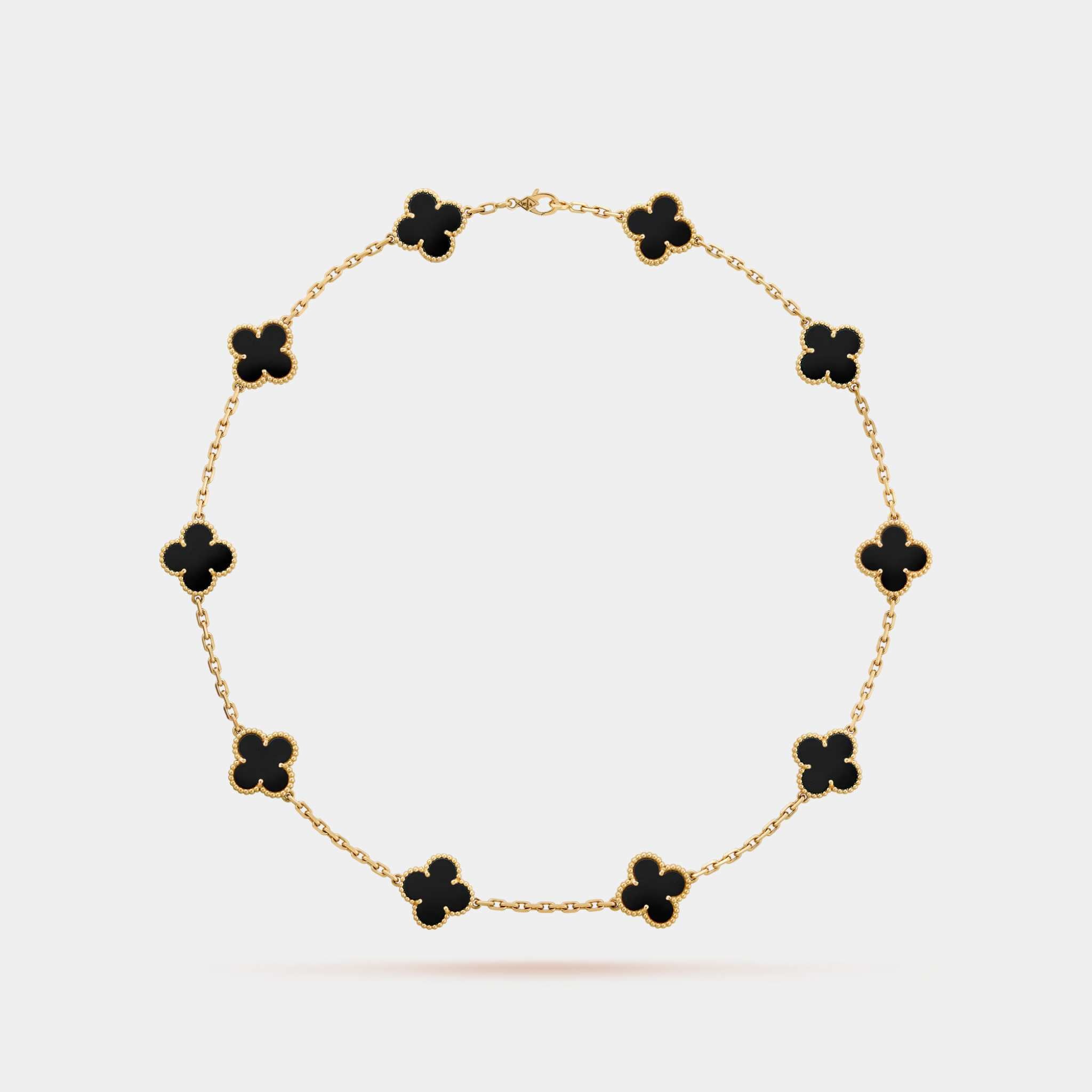 Vintage Alhambra Necklace 10 Motifs Yellow Gold Onyx