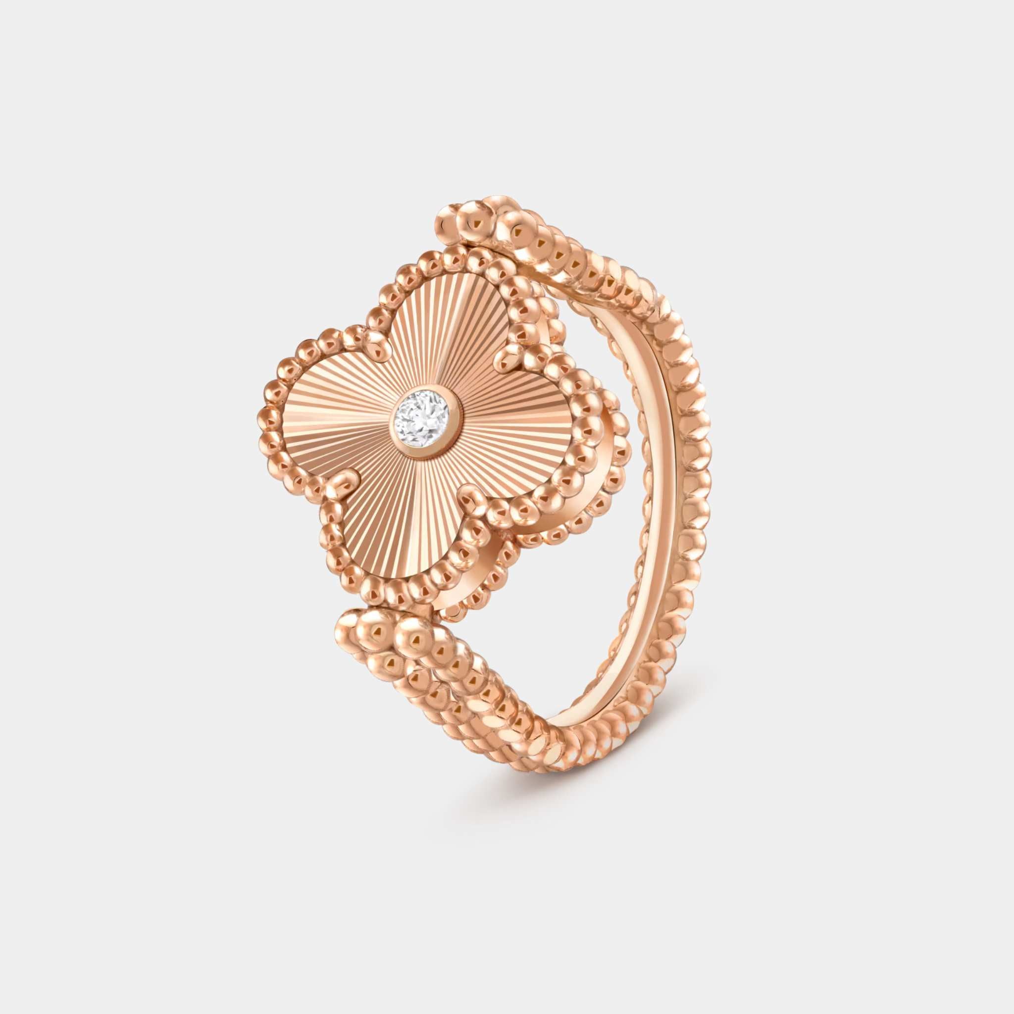 Vintage Alhambra Reversible Ring Rose Gold Carnelian Diamond