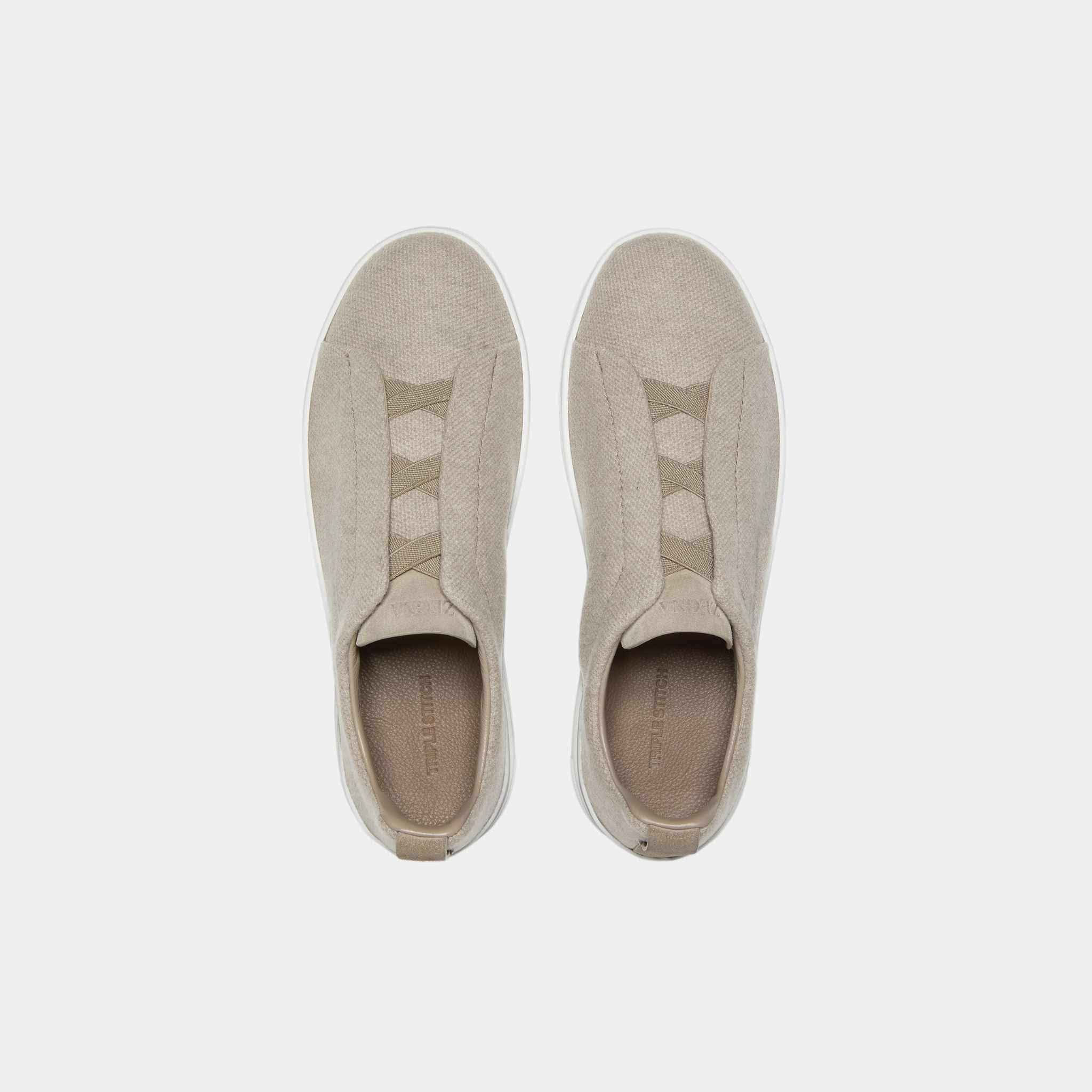 Cashmere Triple Stitch Light Taupe Sneakers