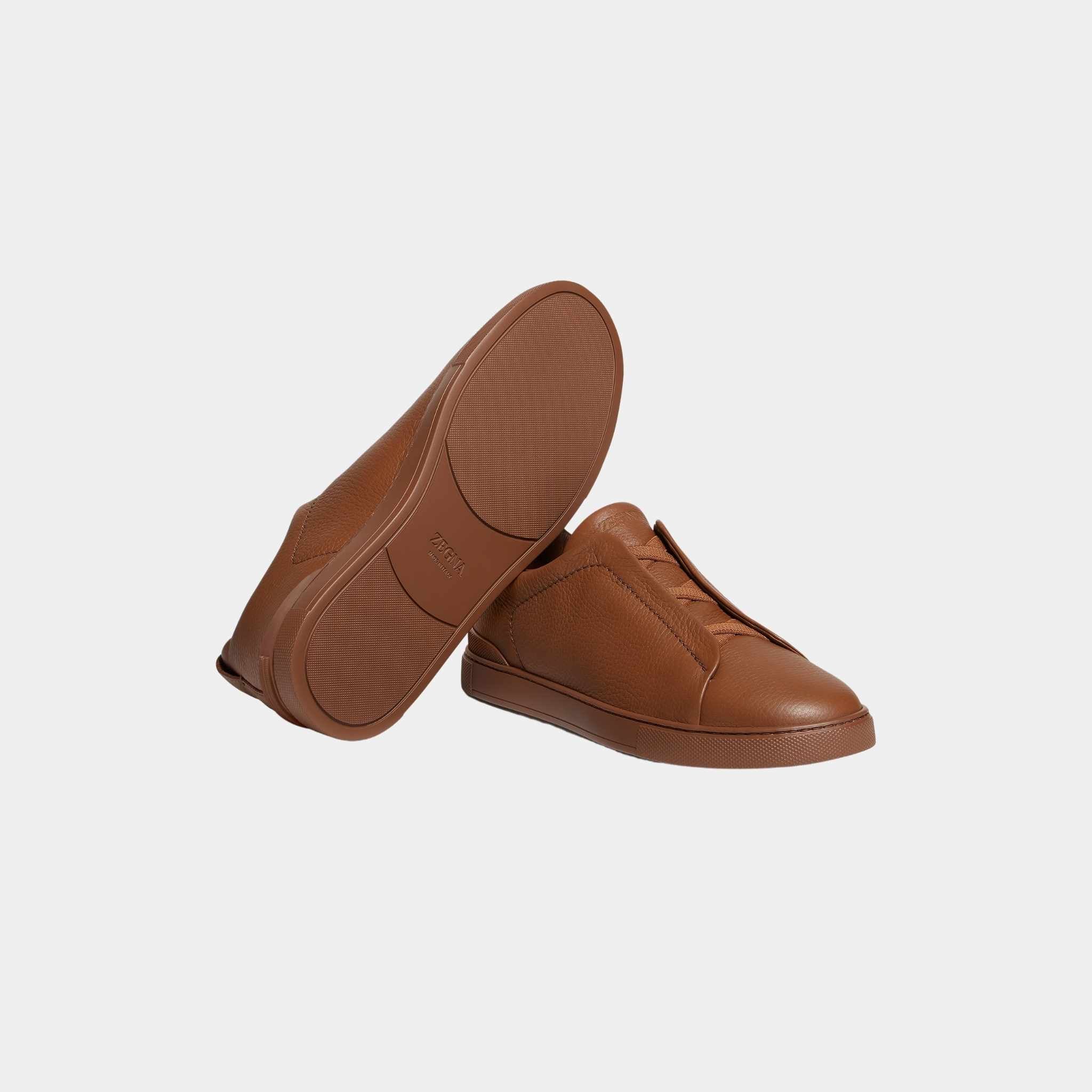 Deerskin Triple Stitch Low Top Sneakers