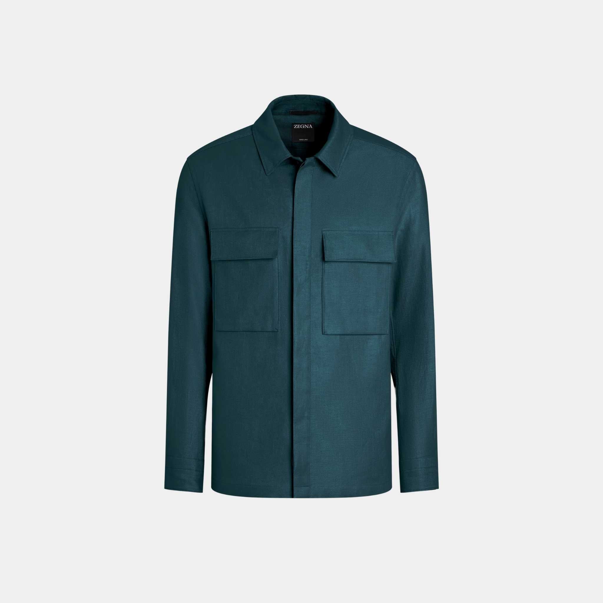 Oasi Lino Overshirt WIth Hidden Button Closure