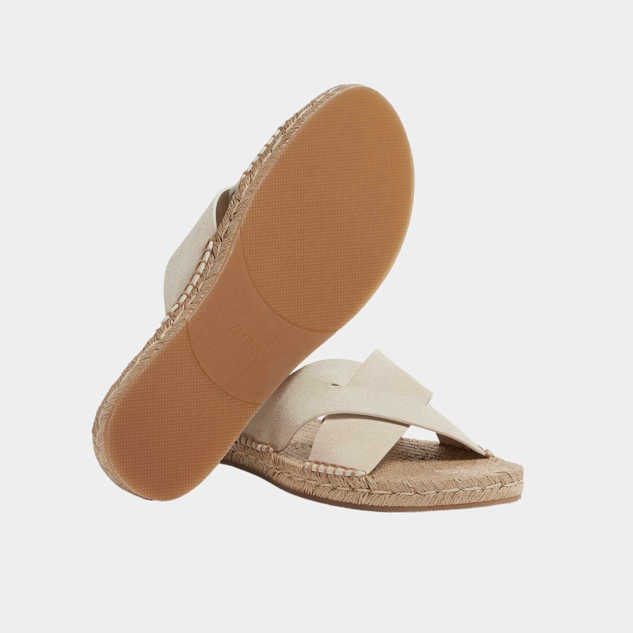 Off White Suede Espadrille Sandals