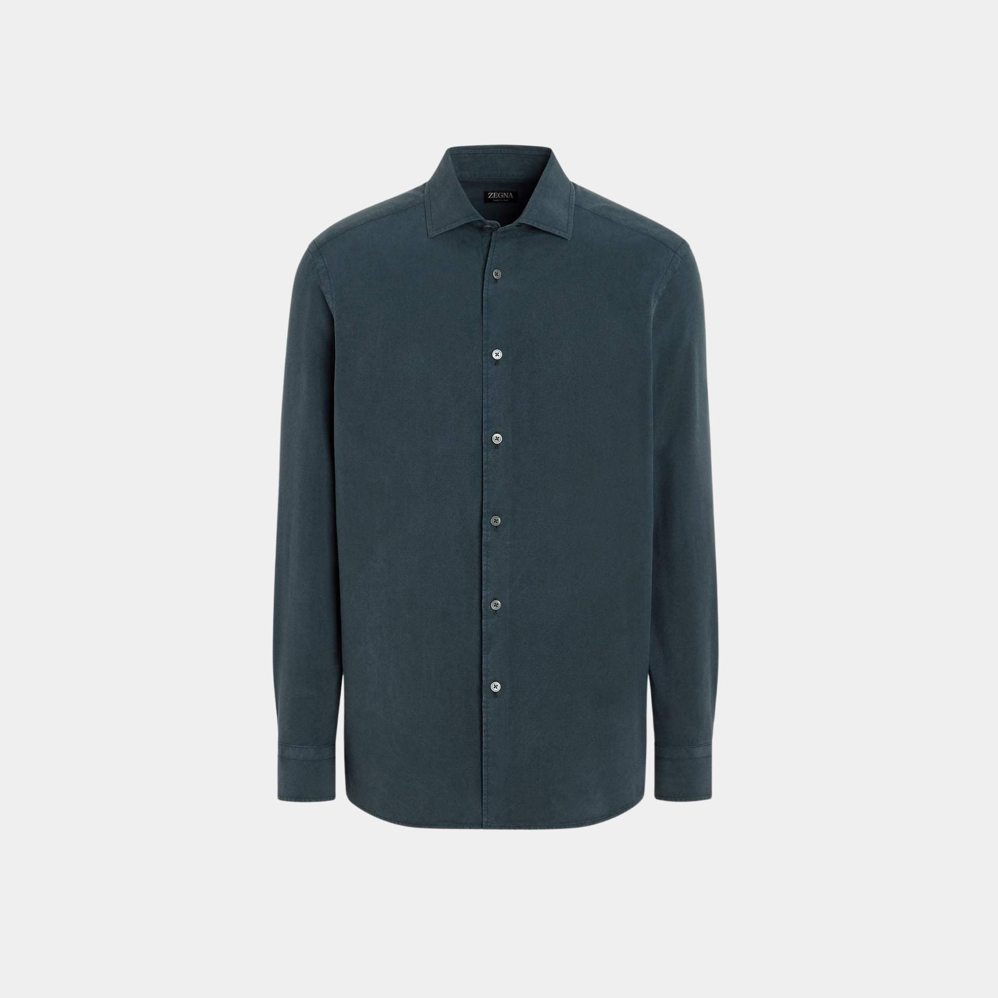 Silk Shirt With Semi-Spread Collar