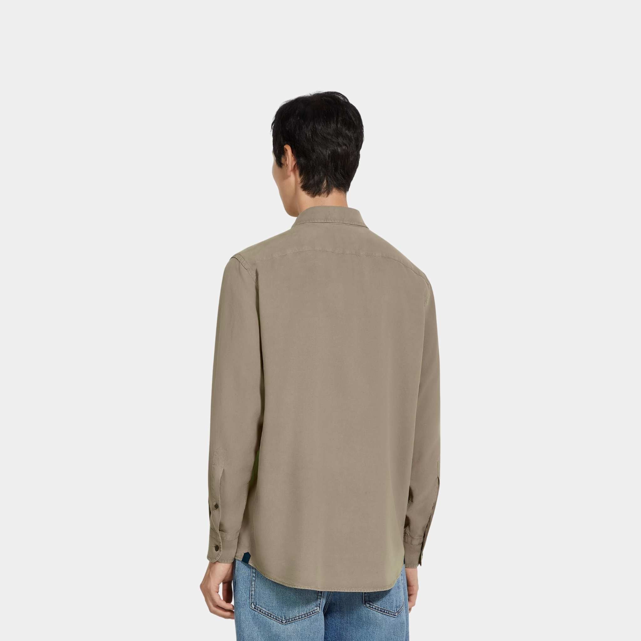 Silk Shirt With Semi-Spread Collar