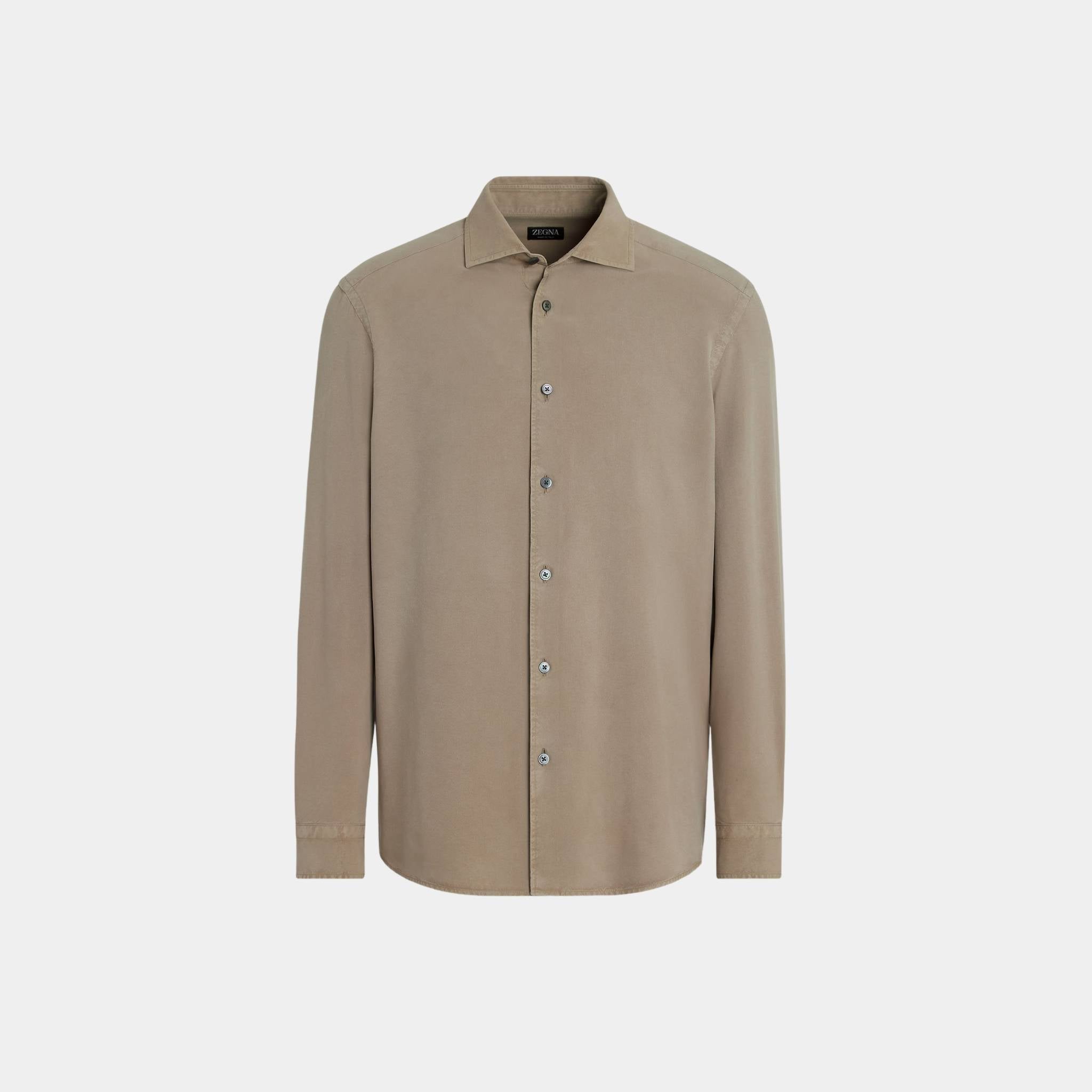 Silk Shirt With Semi-Spread Collar