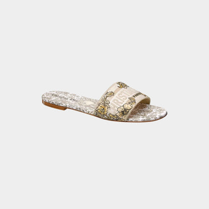 Dway Slide Cotton Embroidered with Metallic Thread