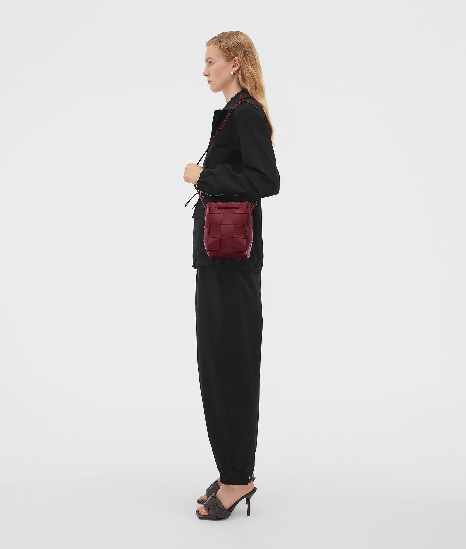 Small Cassette Cross-Body Bucket
 “Bordeaux”