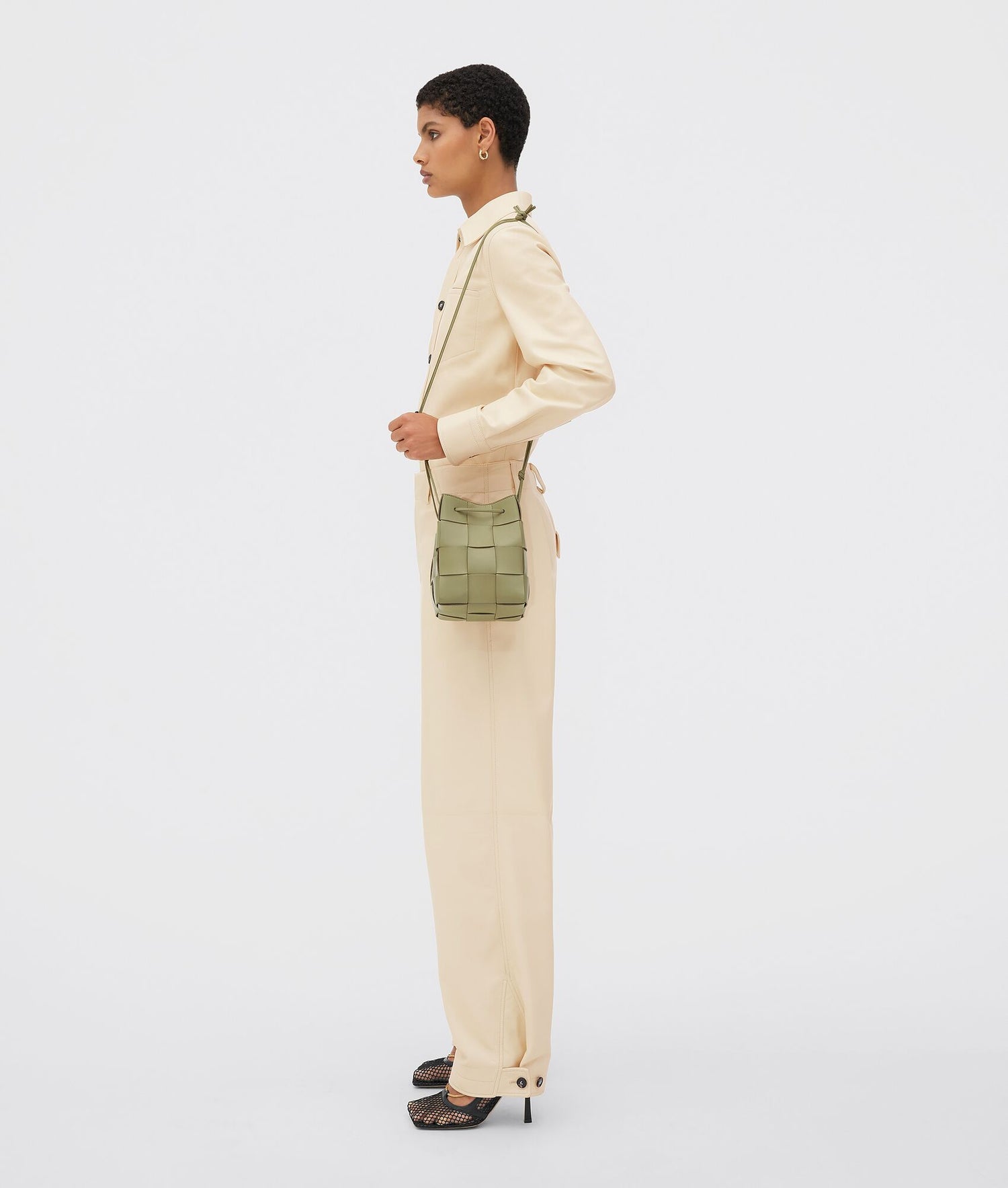 Small Cassette Cross-Body Bucket  “Travertine”