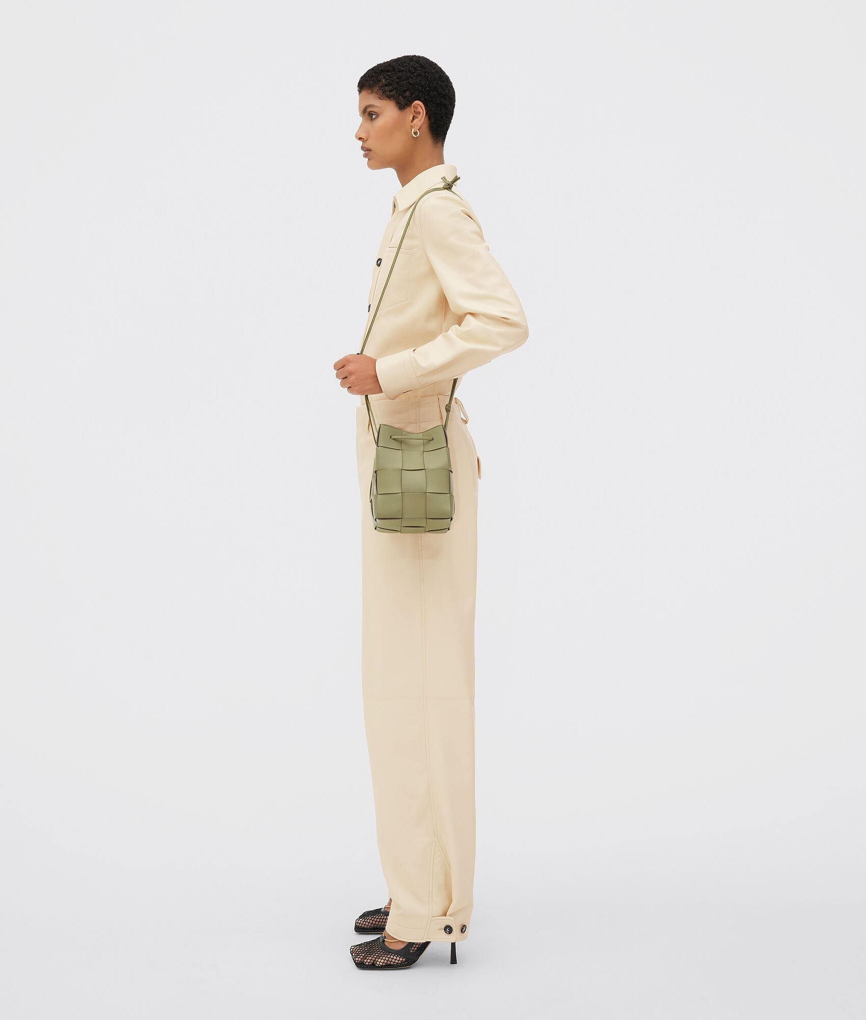 Small Cassette Cross-Body Bucket  “Travertine”