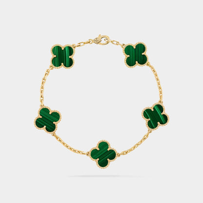 Alhambra Gold Motifs Bracelet Malachite