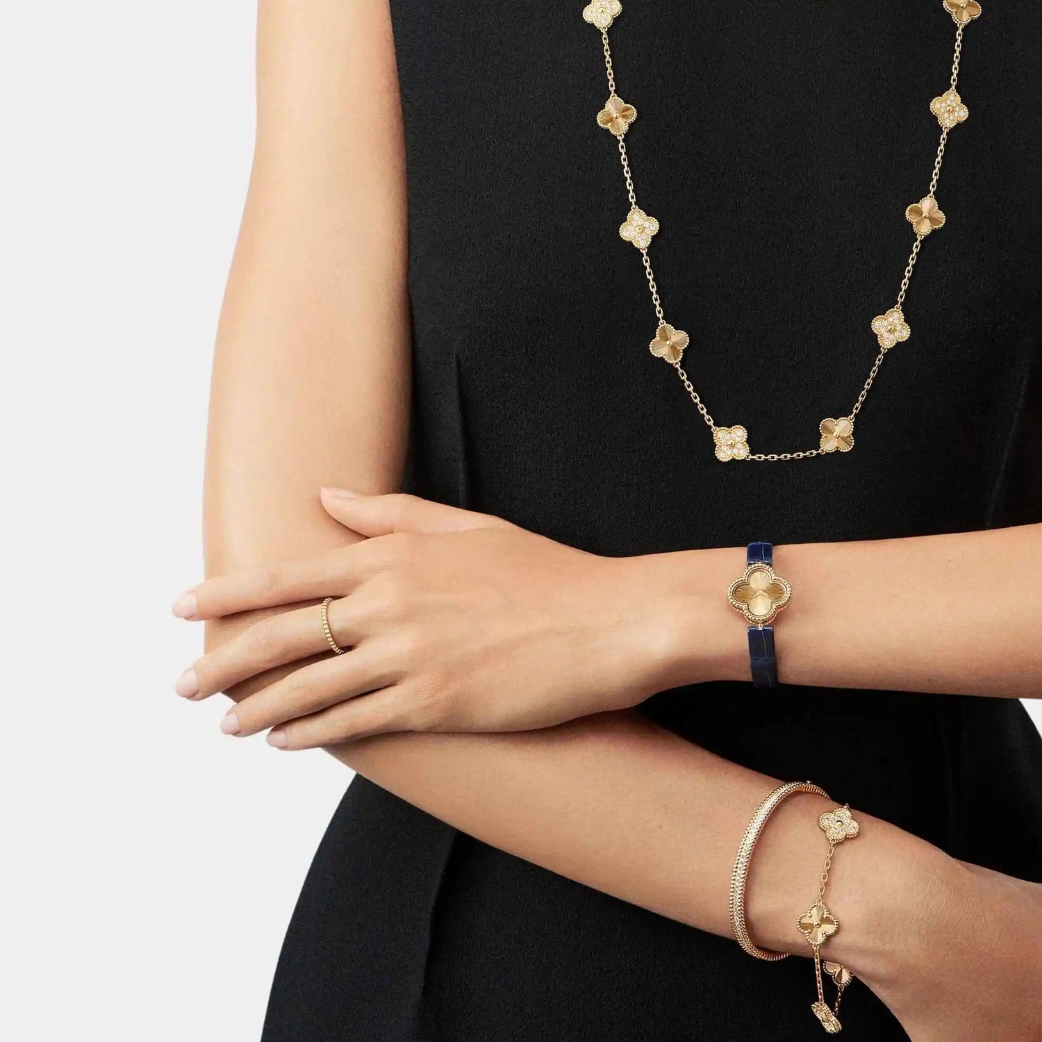 Vintage Alhambra Gold Motifs Bracelet Guilloche