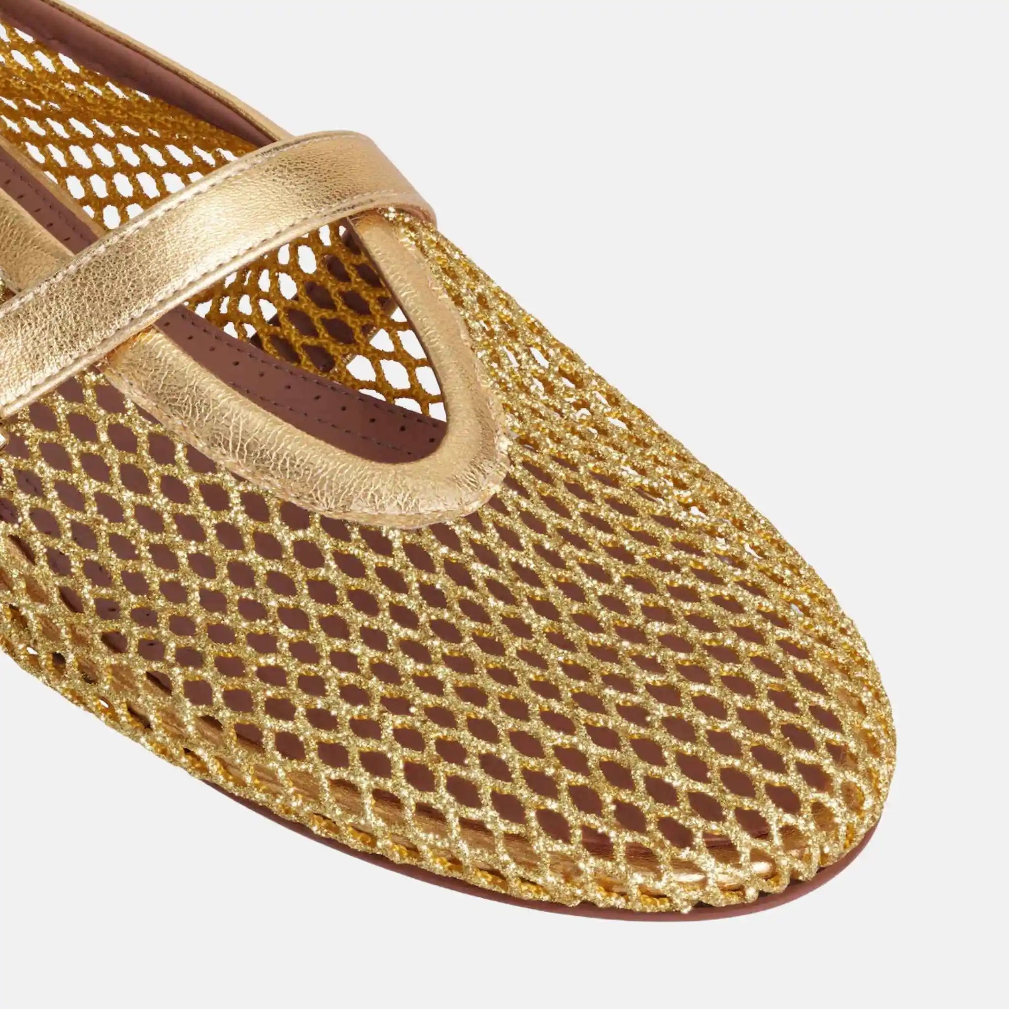 Ballet Flats In Laminated Fishnet