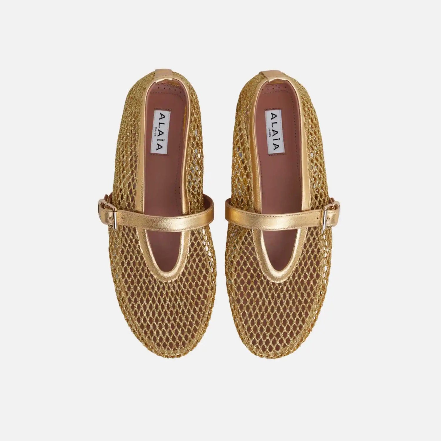 Ballet Flats In Laminated Fishnet