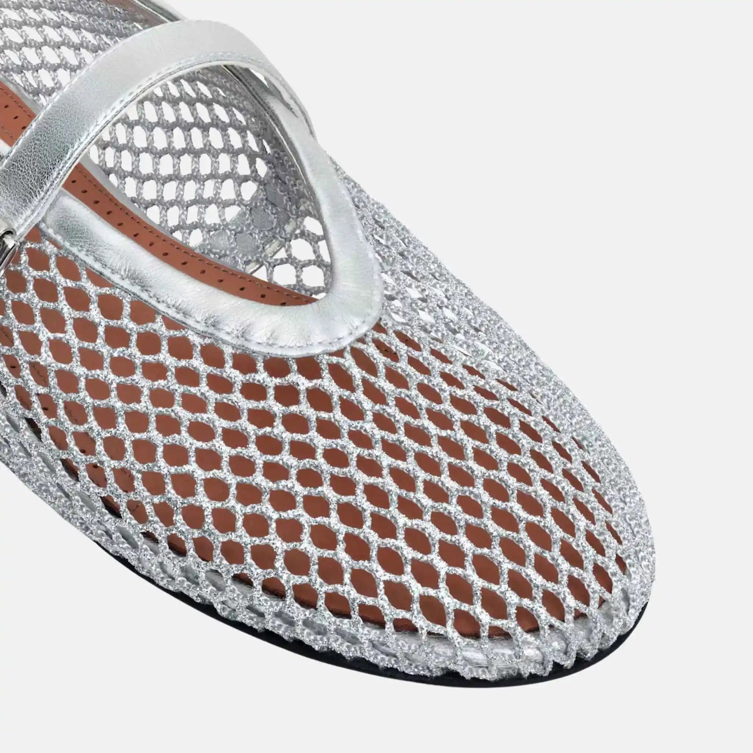 Ballet Flats In Laminated Fishnet