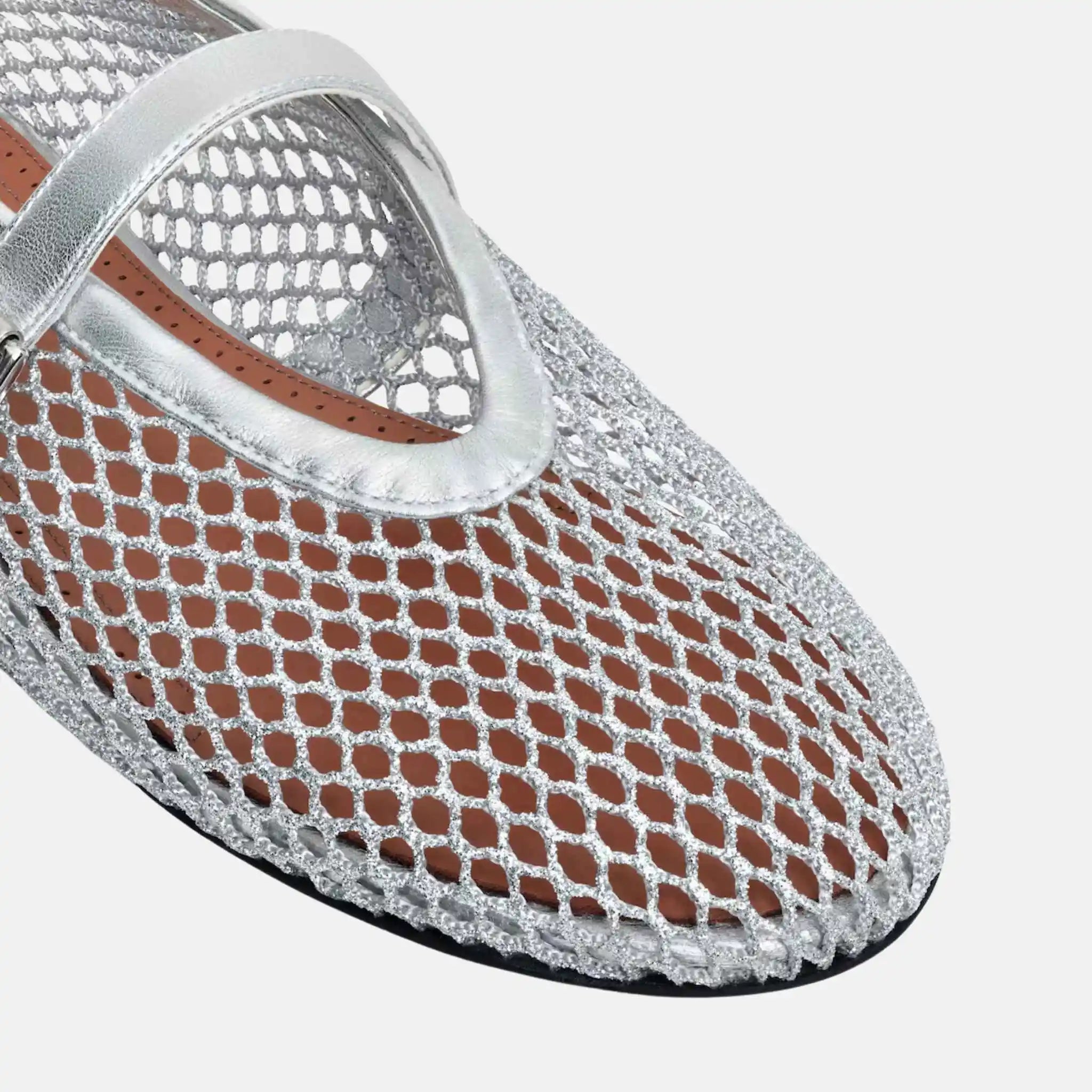 Ballet Flats In Laminated Fishnet