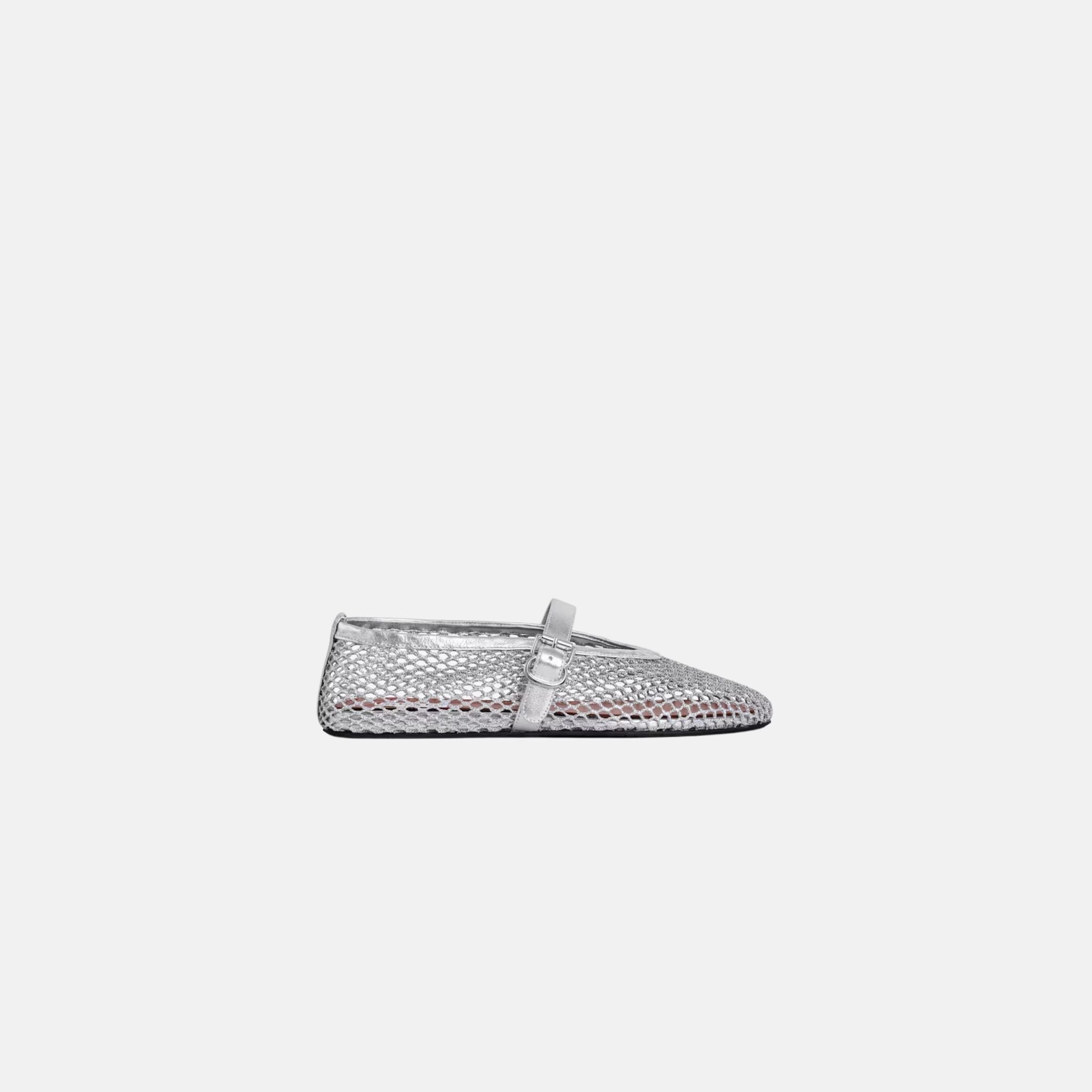 Ballet Flats In Laminated Fishnet