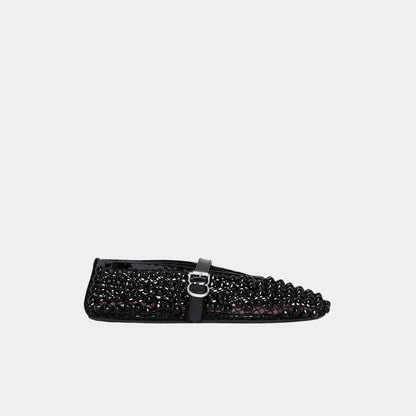 Ballet flats With Studs On Fishnet