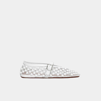 Ballet flats With Studs On Fishnet