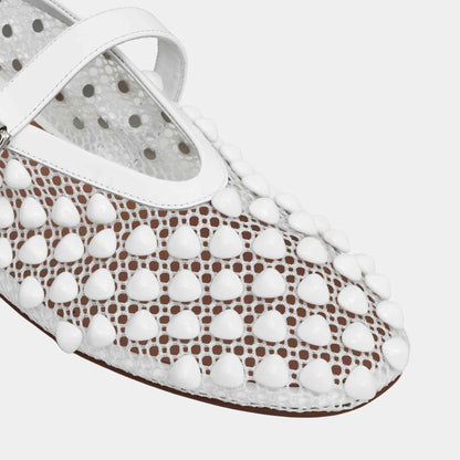 Ballet flats With Studs On Fishnet