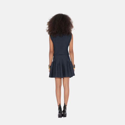Cap Sleeve Dress In Sculptural Godet Knit
