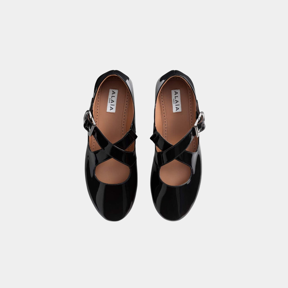 Criss Cross Ballet Flats In Patent Calfskin