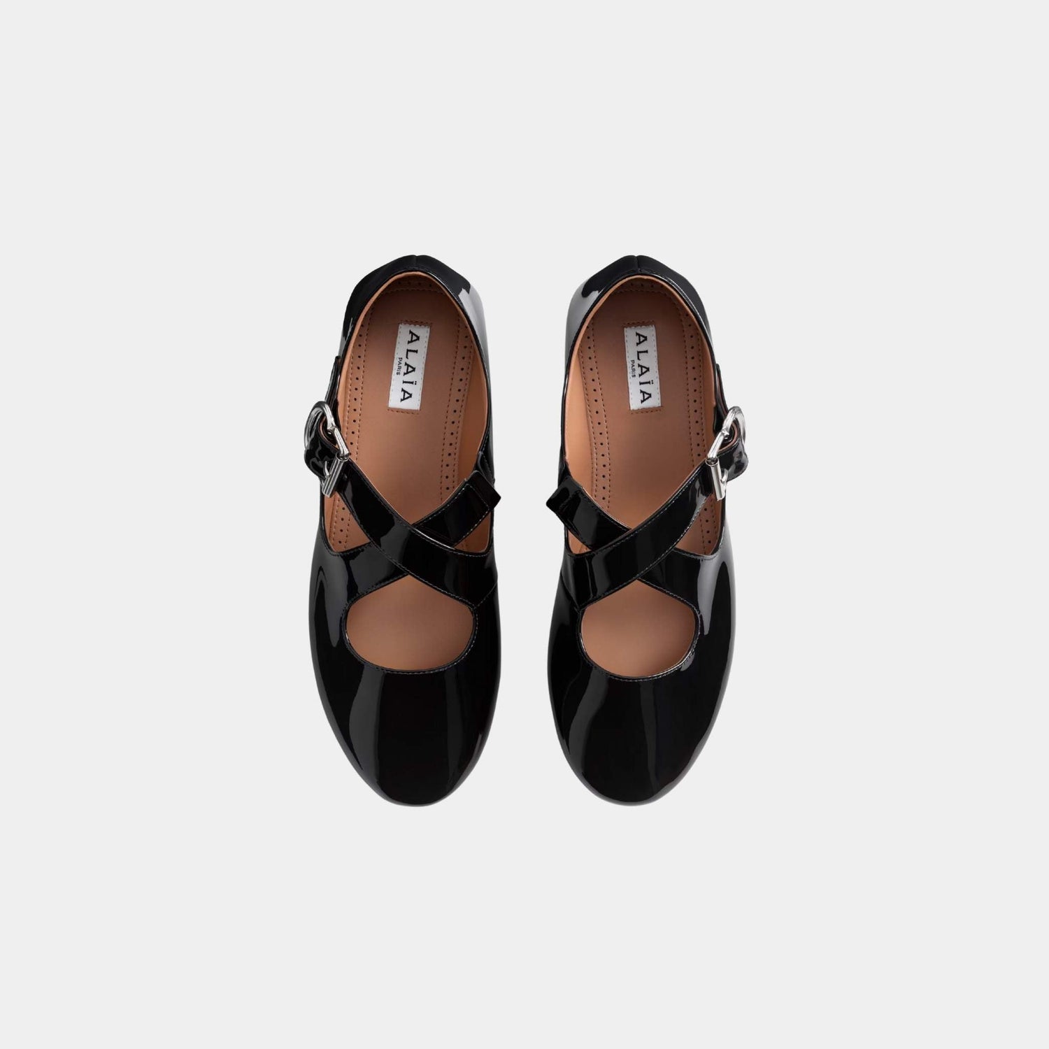 Criss Cross Ballet Flats In Patent Calfskin