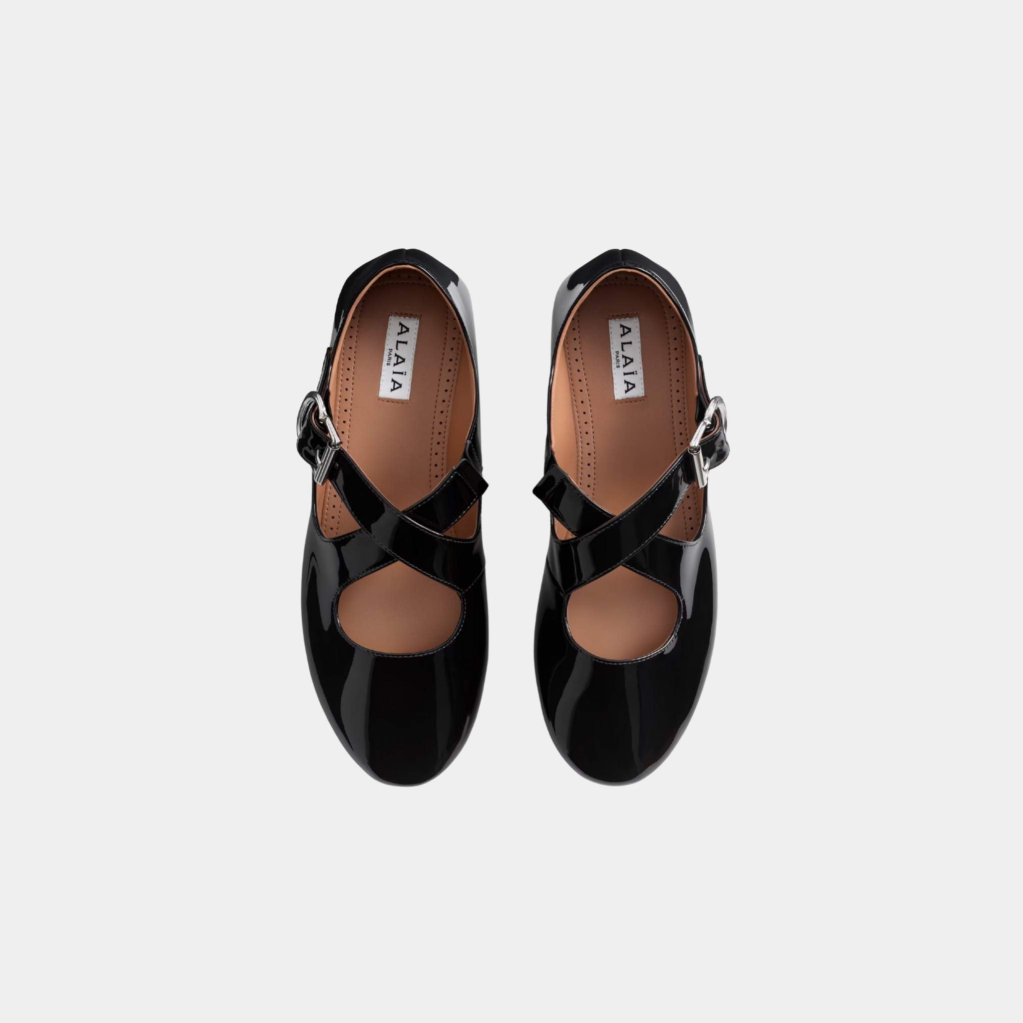 Criss Cross Ballet Flats In Patent Calfskin