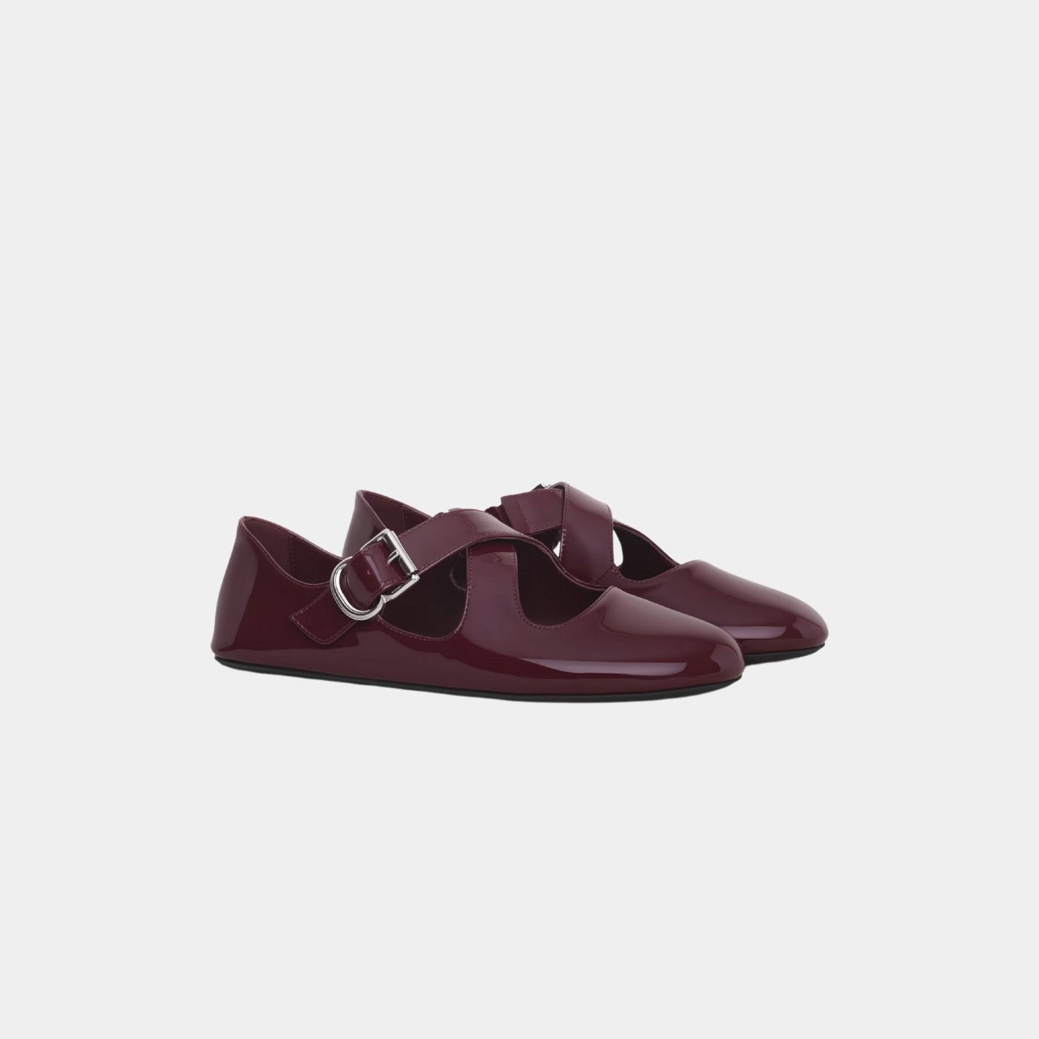 Criss Cross Ballet Flats In Patent Calfskin