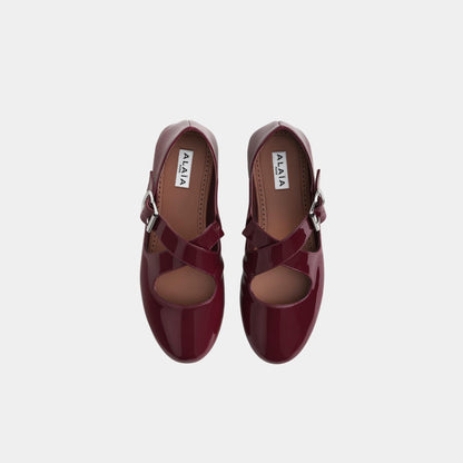 Criss Cross Ballet Flats In Patent Calfskin