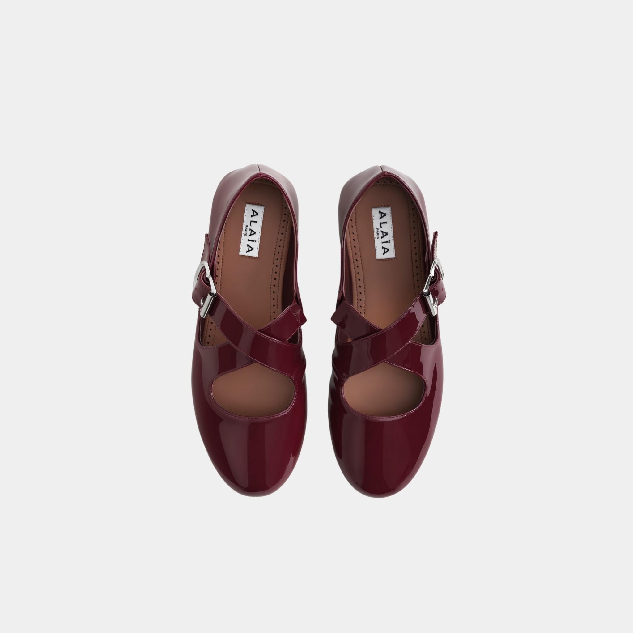 Criss Cross Ballet Flats In Patent Calfskin