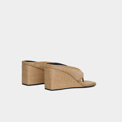 Cube Thong Mules In Paper Straw