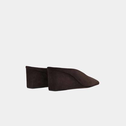 Cube Wedge Mules In Suede Goatskin