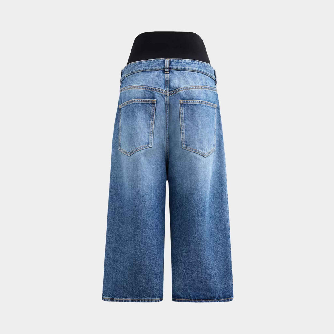 Denim Bermuda Shorts With Knitted Waistband