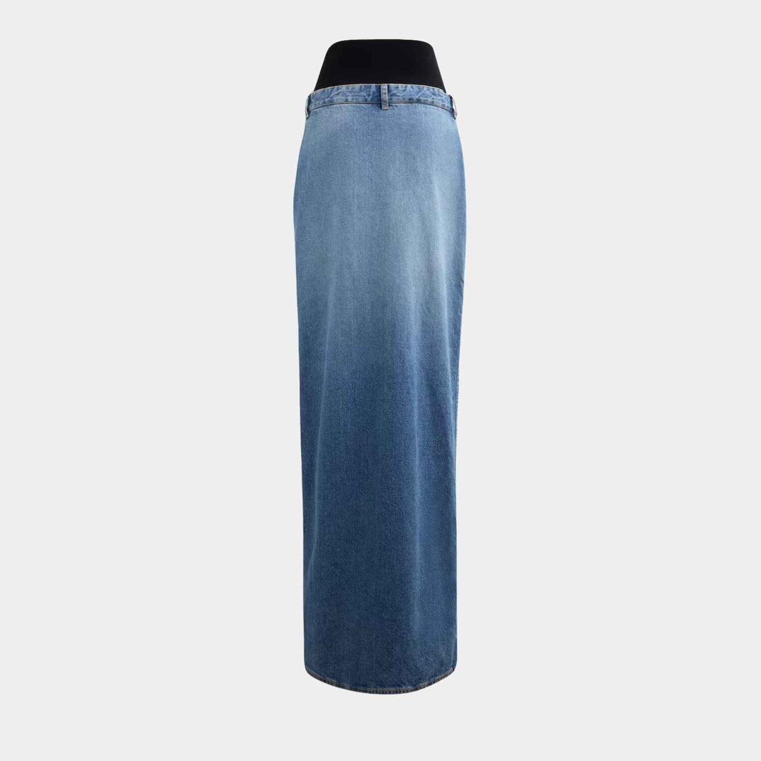 Denim Skirt With Knitted Waistband