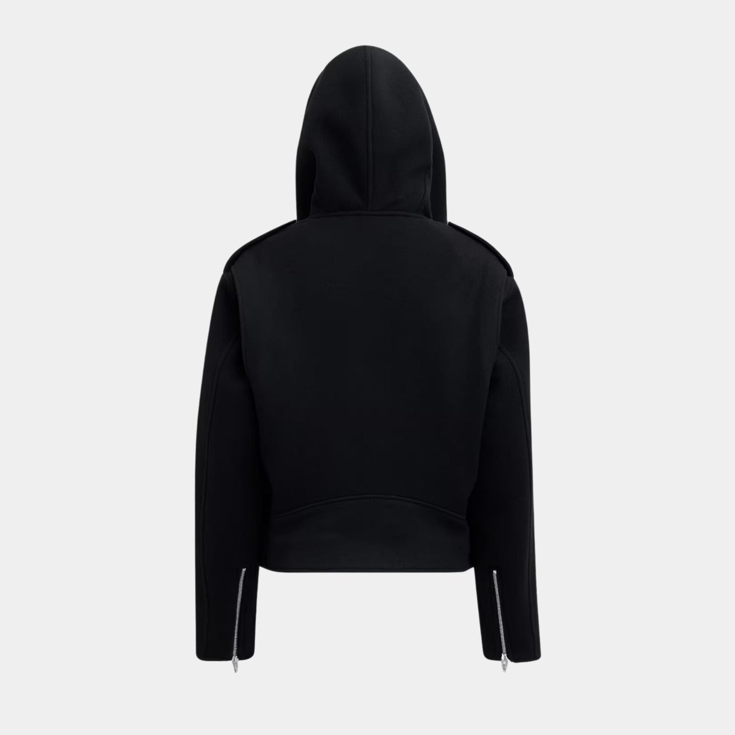 Hooded Wool Biker Jacket