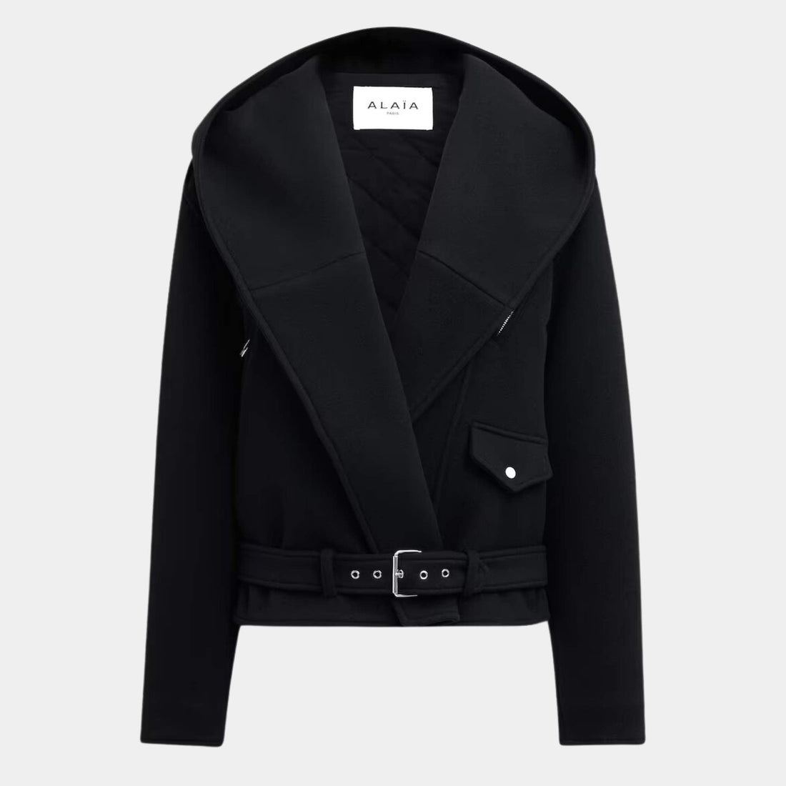 Hooded Wool Biker Jacket