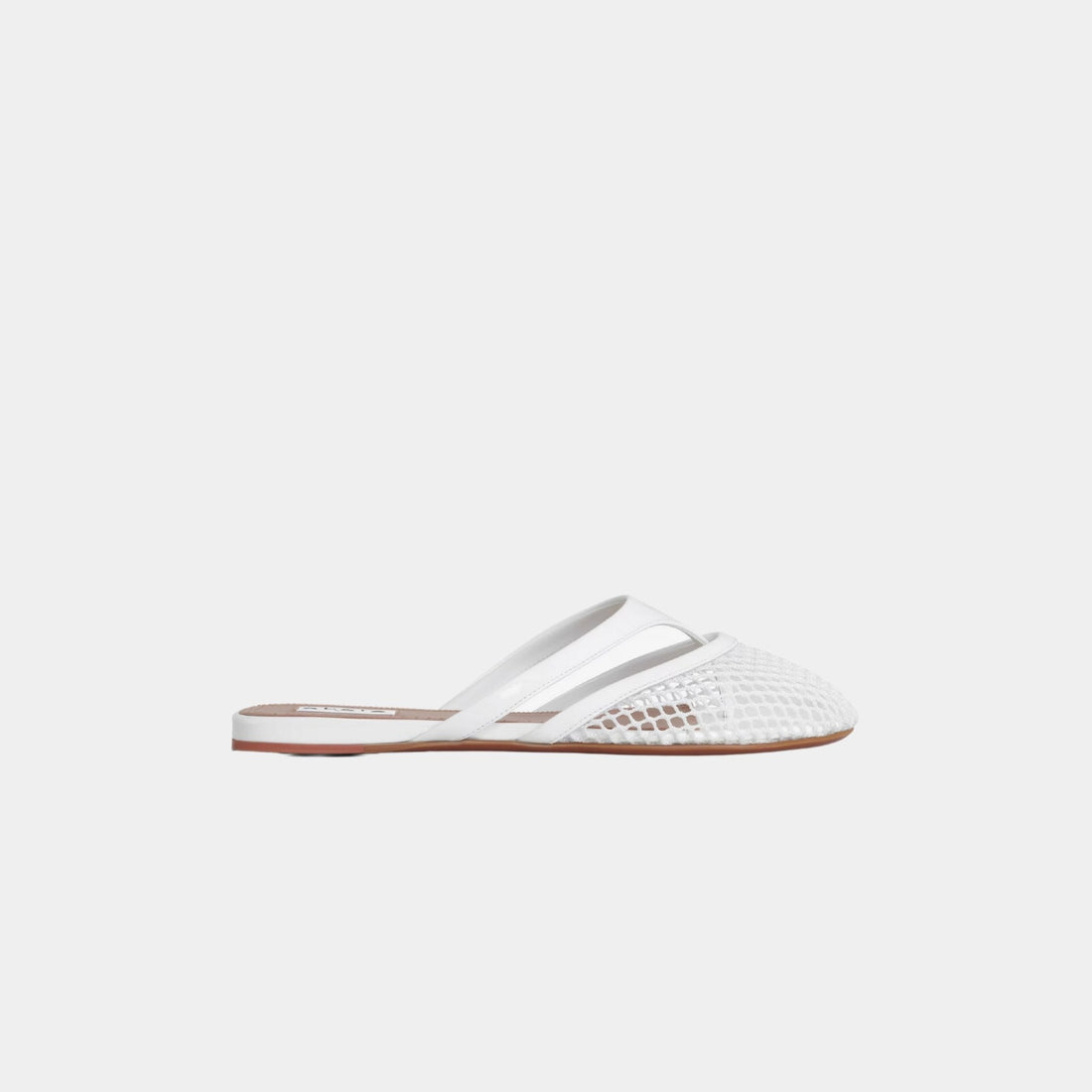 Infradito Flat Mules In Fishnet And Patent Leather