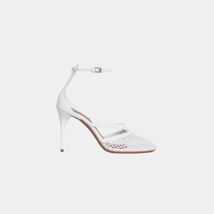 Infradito Sandals In Fishnet And Patent Leather