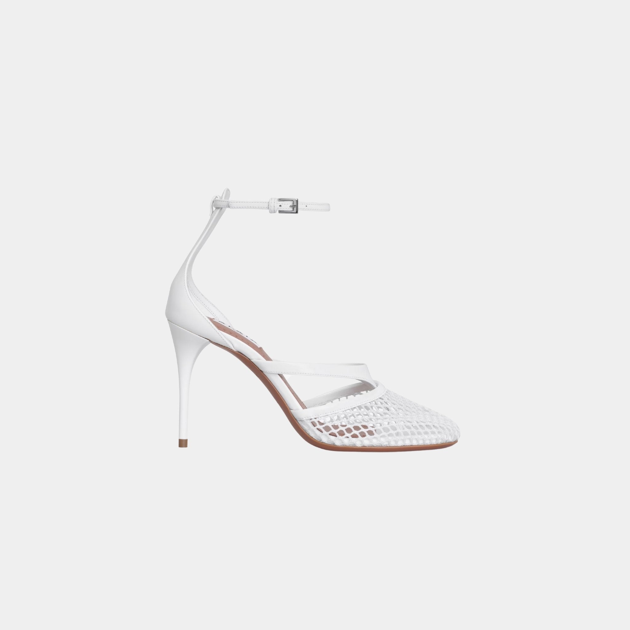 Infradito Sandals In Fishnet And Patent Leather