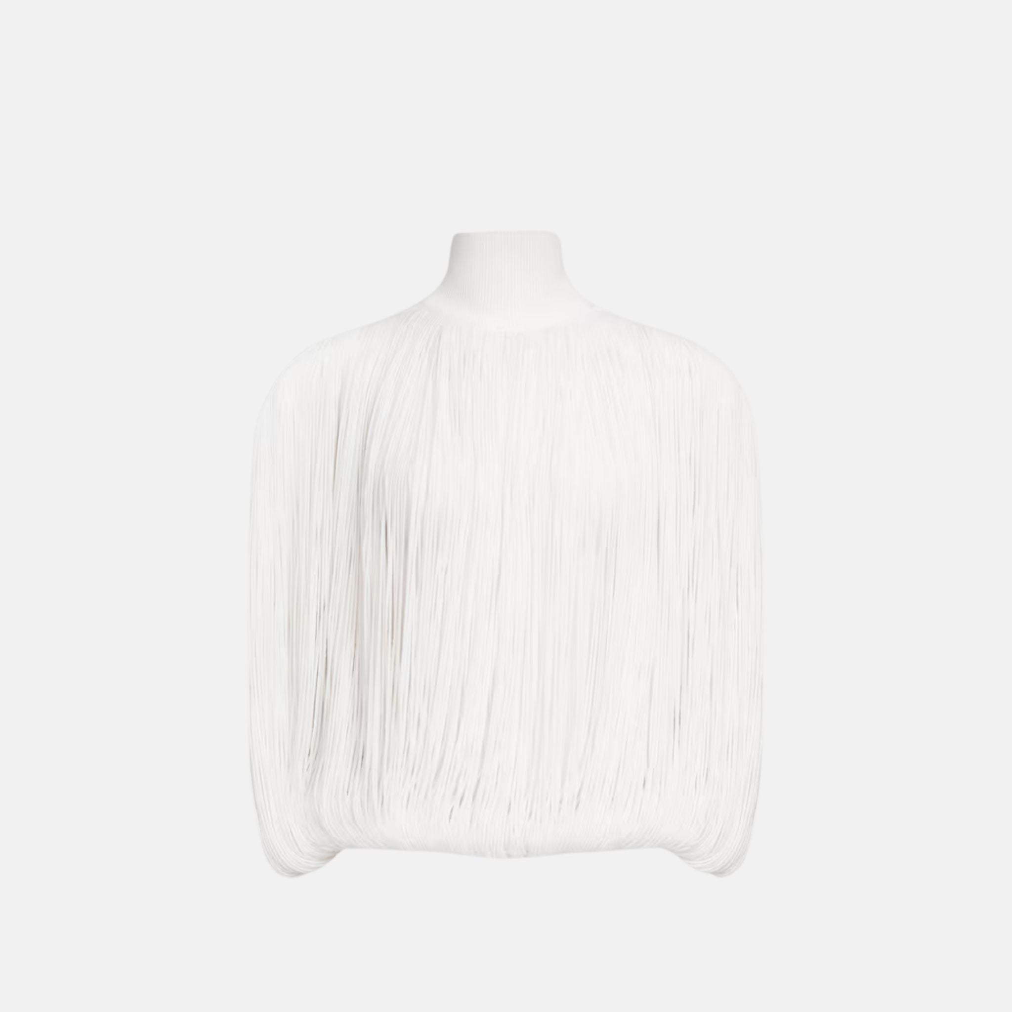Knitted Fringe Jumper With High Neck