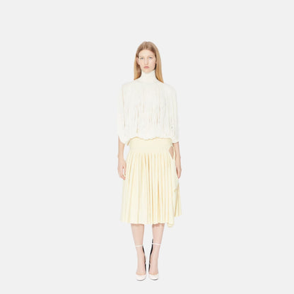 Knitted Fringe Jumper With High Neck