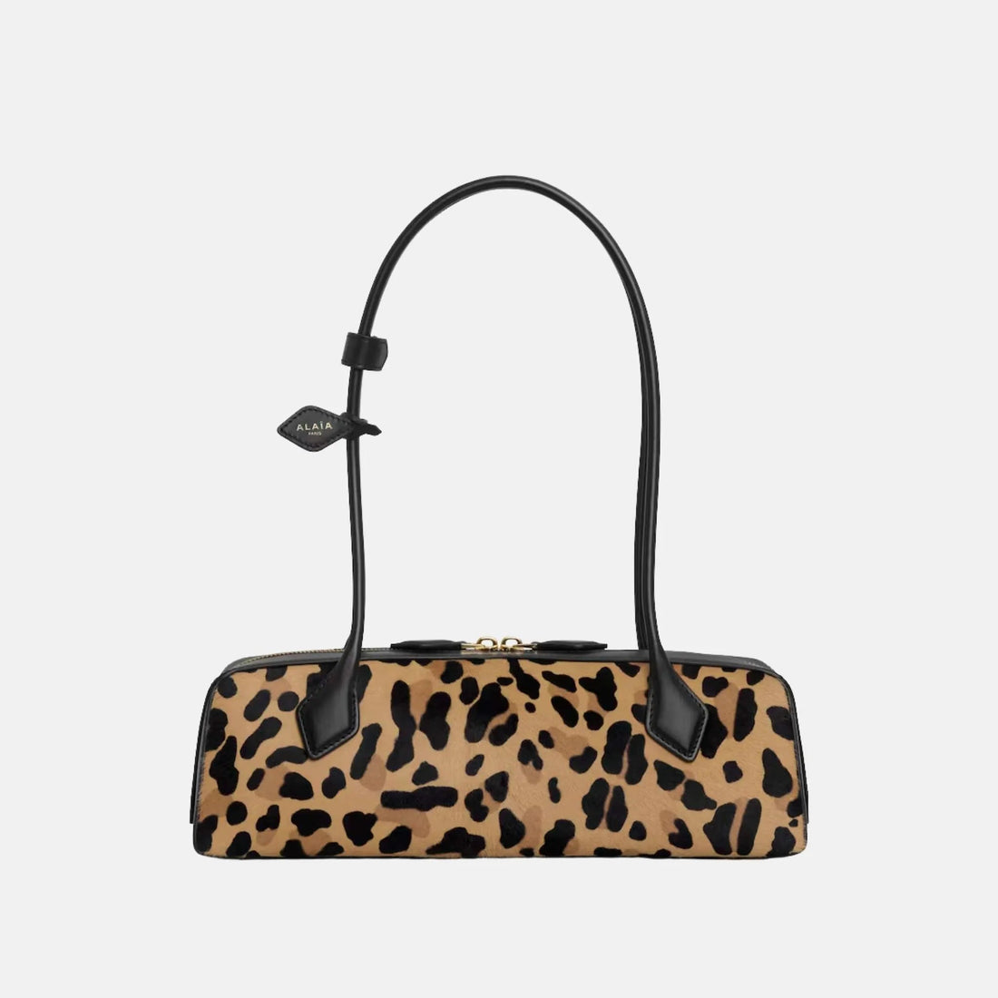 Le Teckel Medium Leopard Pony Leather Bag