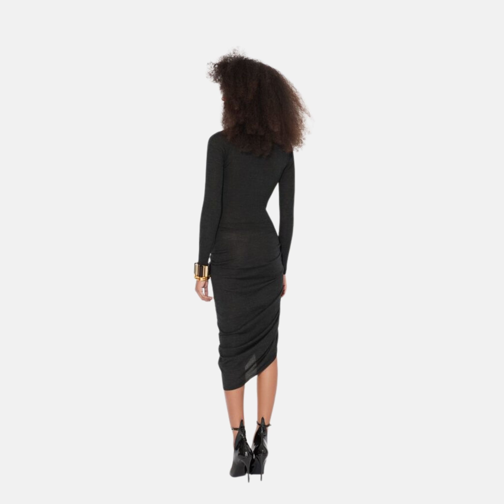 Long Sleeve Draped Knit Dress