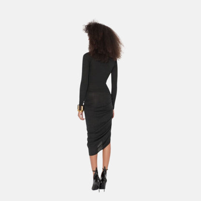 Long Sleeve Draped Knit Dress
