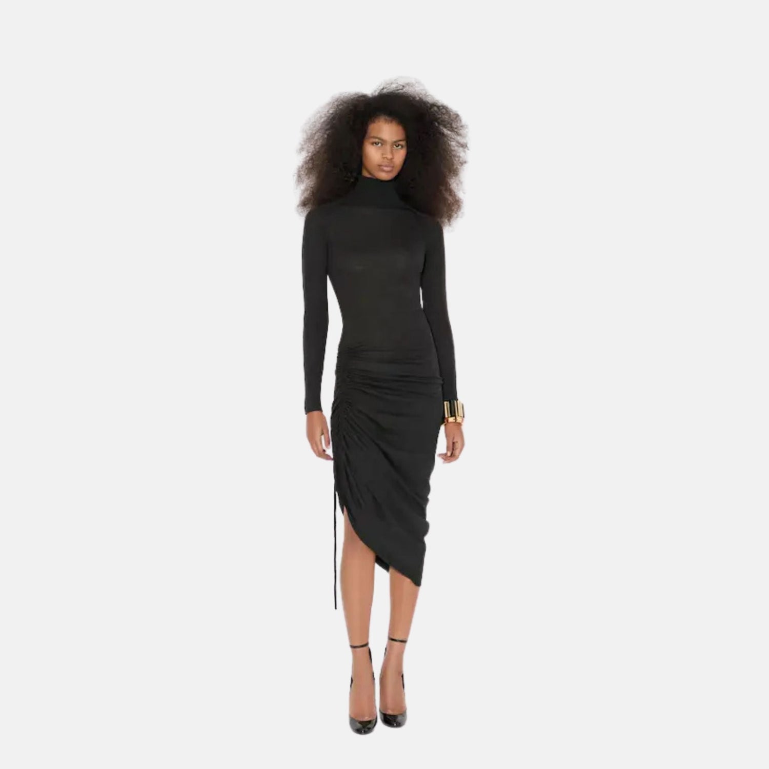 Long Sleeve Draped Knit Dress