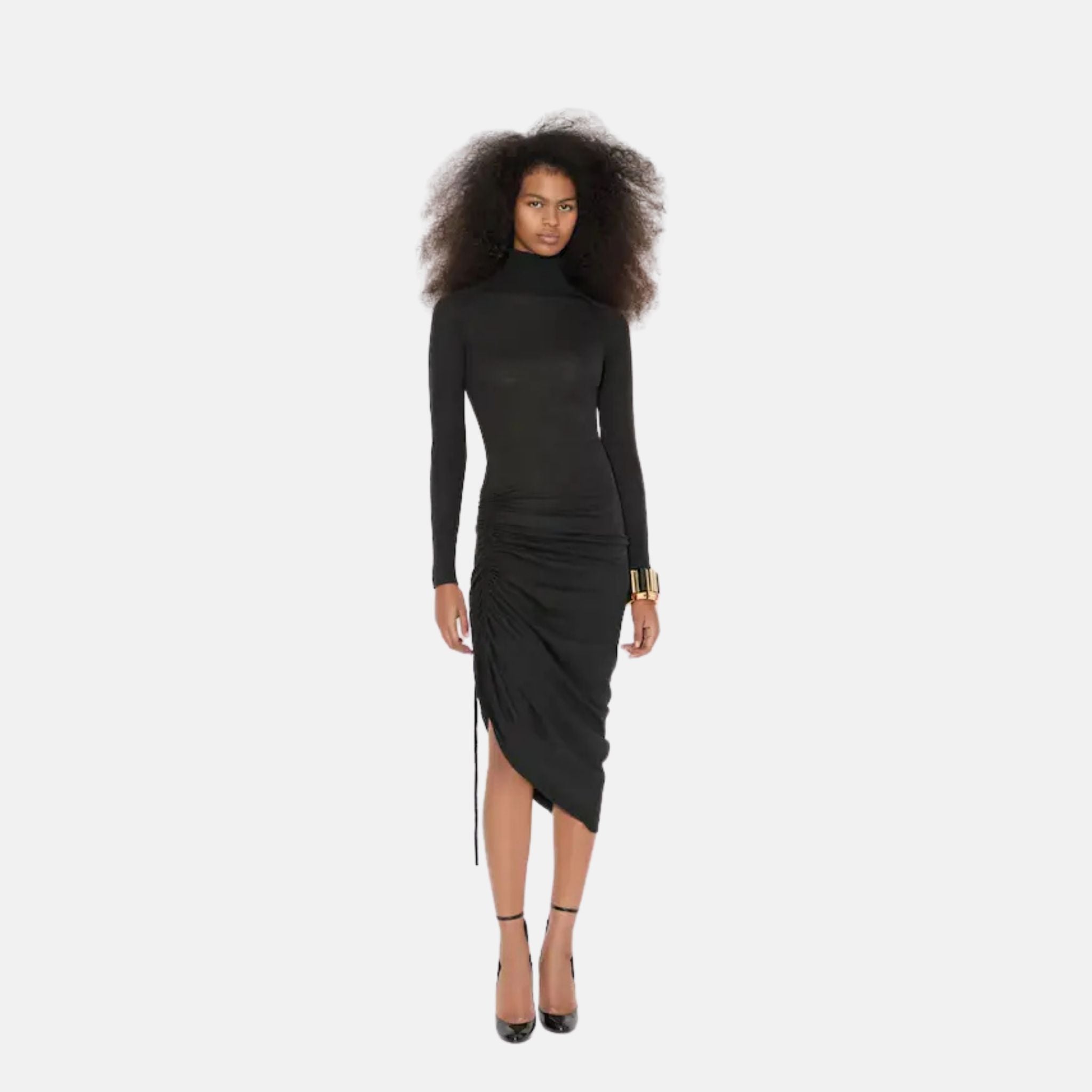 Long Sleeve Draped Knit Dress