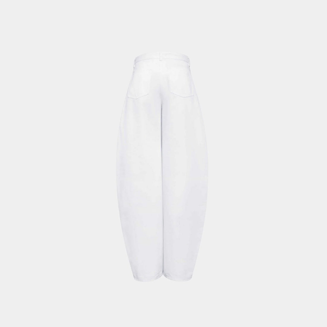 Low Waist Round Jeans in White Denim