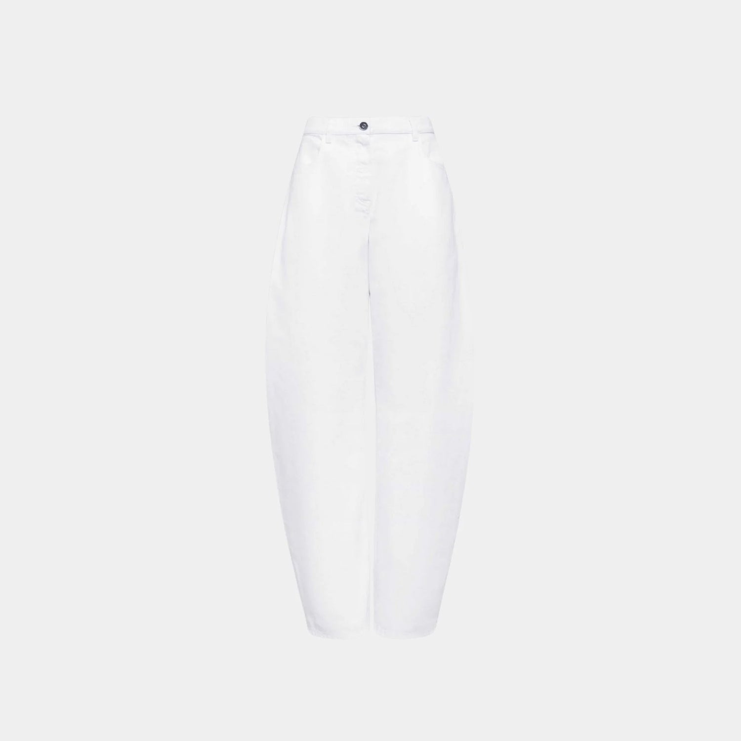 Low Waist Round Jeans in White Denim