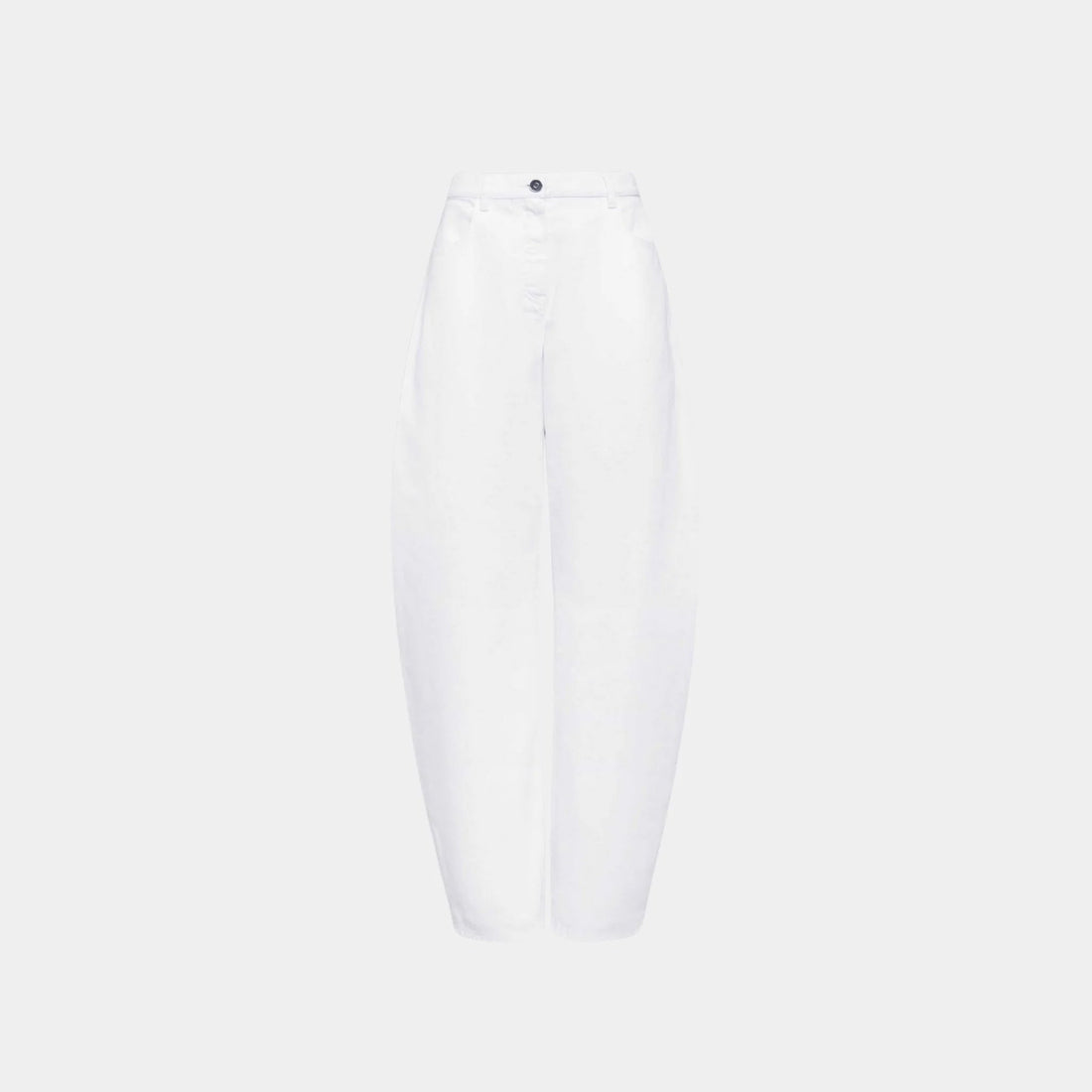 Low Waist Round Jeans in White Denim